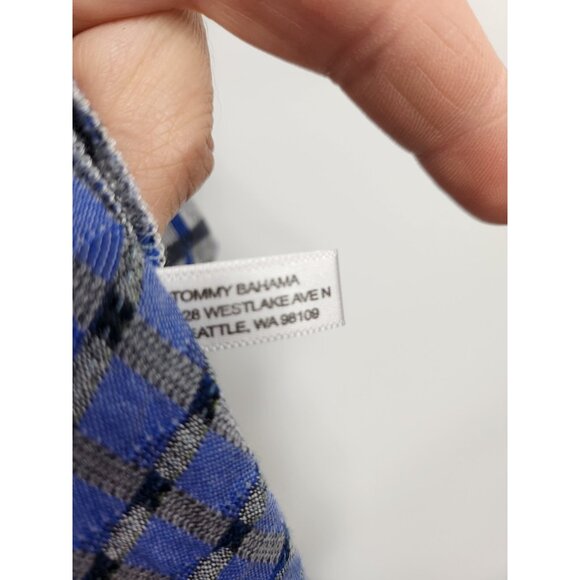 Tommy Bahama Mens Plaid Silk Blend Shirt XXL Blue Gray Button Up Short Sleeve - Picture 6 of 8